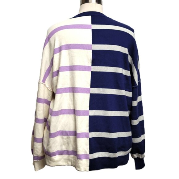 Oversized Contrast Drop Shoulder Long Sleeve Sweater 2XL - Picture 6 of 9